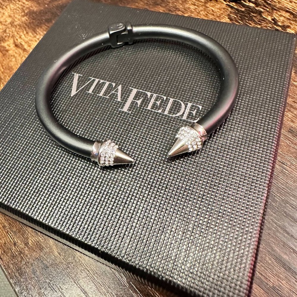 Vita Fede‎ Mini Titan Two Tone Crystal Bracelet, Matte Black/Silver, M